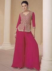 Pinkish Red Ready to Wear Indowestern Outfit