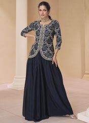 Navy Blue Ready to Wear Indowestern Outfit