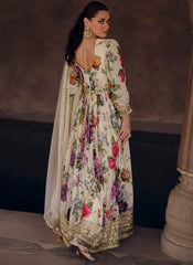 Offite-Muticolor Floral Digital Printed Georgette Anarkali Suit