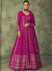 Attractive Rani Party Wear Lehenga Style Anarkali Suit - nirshaa