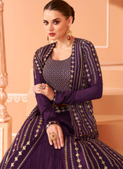 Purple Party Wear Indo-western Outfit