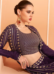 Purple Party Wear Indo-western Outfit