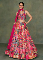 Rani with Multicolor Silk Indowestern Lehenga Choli