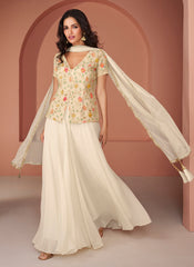 Off White Ready to Wear Georgette Indowestern Outfit