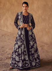 Purplish Blue Ready to Wear Indowestern Outfit