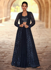Navy Blue Ready to Wear Indowestern Outfit
