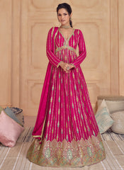 Rani Thread and Sequins Embroidered Georgette Anarkali Suit