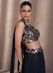 Black Sequence Embroidery Indo Western Palazzo