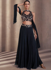 Black Sequence Embroidery Indo Western Palazzo