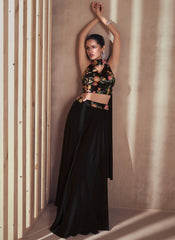 Black Sequence Embroidery Indo Western Palazzo