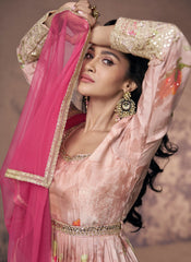 Blush Pink Embroidered Slit Style Anarkali Suit