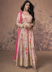 Blush Pink Embroidered Slit Style Anarkali Suit