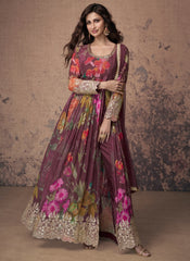 Maroon Embroidered Slit Style Anarkali Suit