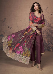 Maroon Embroidered Slit Style Anarkali Suit