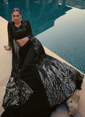 Black Sequence Embroidered Lehenga Choli With Jacket