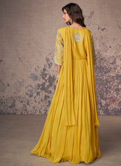 Bright Yellow Handwork Embroidered Anarkali Gown