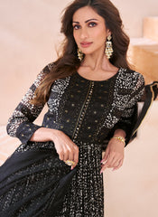 Black Designer Embroidered Anarkali Suit