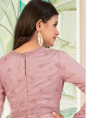 Mauve Embroidered Net Anarkali Suit
