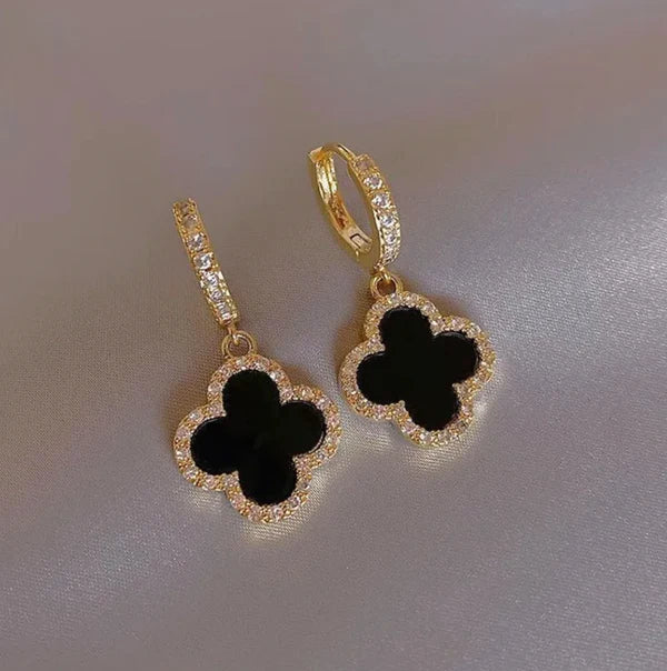 Four-leaf Clover Earrings with Diamonds Stud Earrings - nirshaa