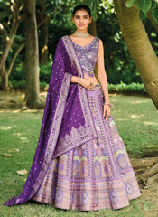 Purple Traditional Silk Lehenga Choli Set