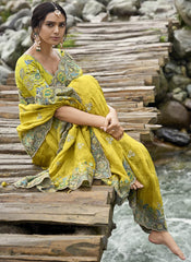 Designer Yellow Heavy Silk Saree