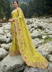 Designer Green Heavy Silk Saree