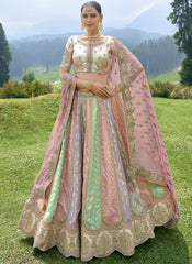 Multicolor Embroidered Silk Lehenga Choli