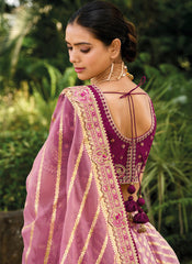 Purple Woven with Embroidery Silk Bridal Lehenga Choli