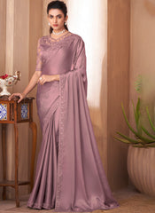 Metallic Mauve Designer Silk Saree