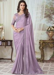 Light Purple Embellished Fancy Georgette Saree - nirshaa
