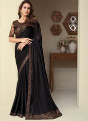 Black Party Wear Silk Pattern Saree