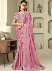 Pink-Mauve Party Wear Glorious Silk Saree