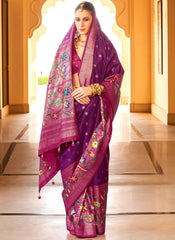 Woven Purple PV-Silk Saree