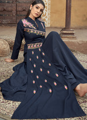 Black Heavy Muslin Embroidered Gown