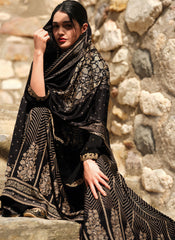 Black Embroidered Georgette Satin Sharara/Palazzo Style Suit