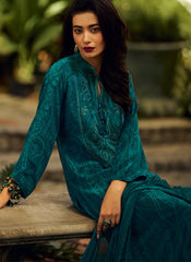 Blue Pashmina Silk Pakistani Style Suit