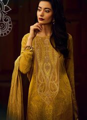 Yellow Pashmina Silk Pakistani Style Suit