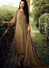 Beige Pashmina Silk Pakistani Style Suit