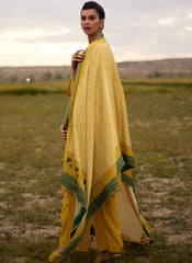Yellow Silk Meenakari Woven Straight Cut Style Suit