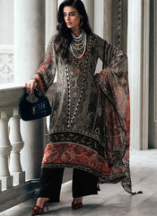Black Digital Printed Muslin Silk Pakistani Style Suit