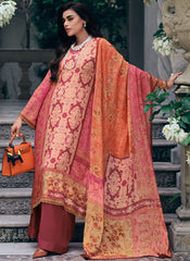 Orange and Pink Digital Printed Muslin Silk Pakistani Style Suit