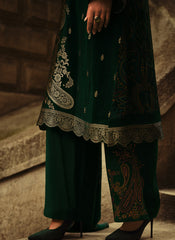 Dark Green Digital Printed Silk Woven Pakistani Style Suit