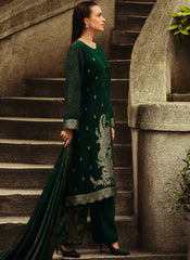 Dark Green Digital Printed Silk Woven Pakistani Style Suit