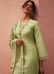 Pista Green Viscose Muslin Woven Pakistani Style Suit