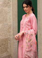 Pink Viscose Muslin Woven Pakistani Style Suit
