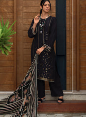 Black Viscose Muslin Woven Pakistani Style Suit