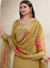 Goldenish Yellow Multi Embroidery Sharara Suit Featuring Prachi Desai