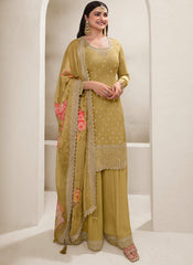 Goldenish Yellow Multi Embroidery Sharara Suit Featuring Prachi Desai