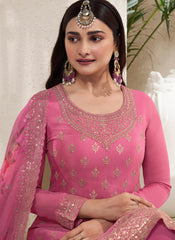 Pink Multi Embroidery Sharara Suit Featuring Prachi Desai