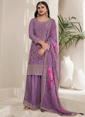 Purple Multi Embroidery Sharara Suit Featuring Prachi Desai
